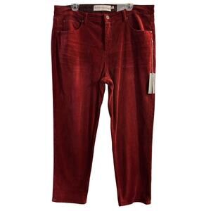 NWT Soft Surroundings Straight Leg Full Length Corduroy Red Pant Size 18